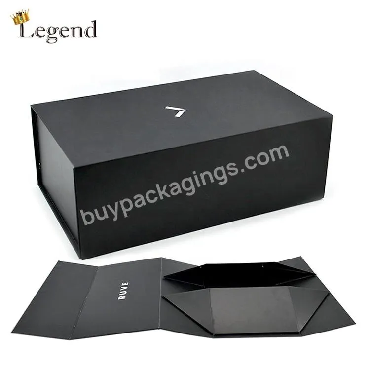 Hot Sell Matte Black Custom Logo Rigid Cardboard Magnetic Packaging Gift Foldable Shoe Box