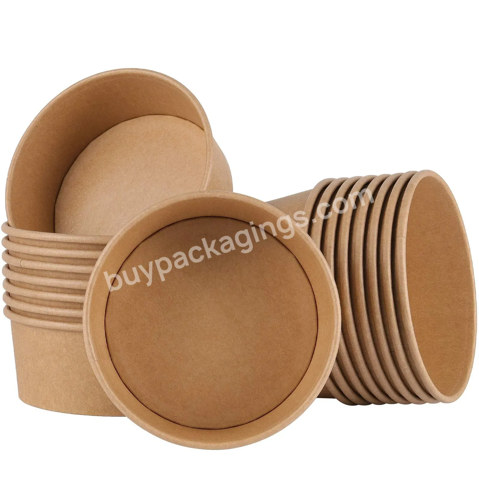 Hot Selling 37 Oz Brown Paper Bowls With Lids,Disposable Bowls For Salad,Soup,Hot/cold Food