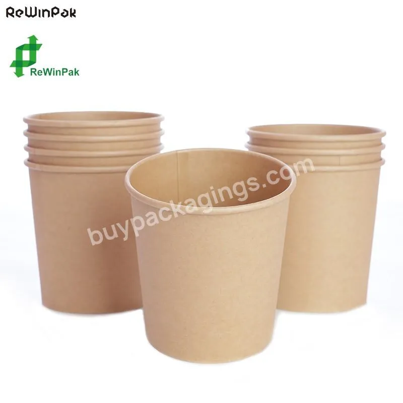 Hot Selling Bamboo Bowl Disposable Soup Container With Double Layers Lid Paper Lid With 4 Air Vent Hole