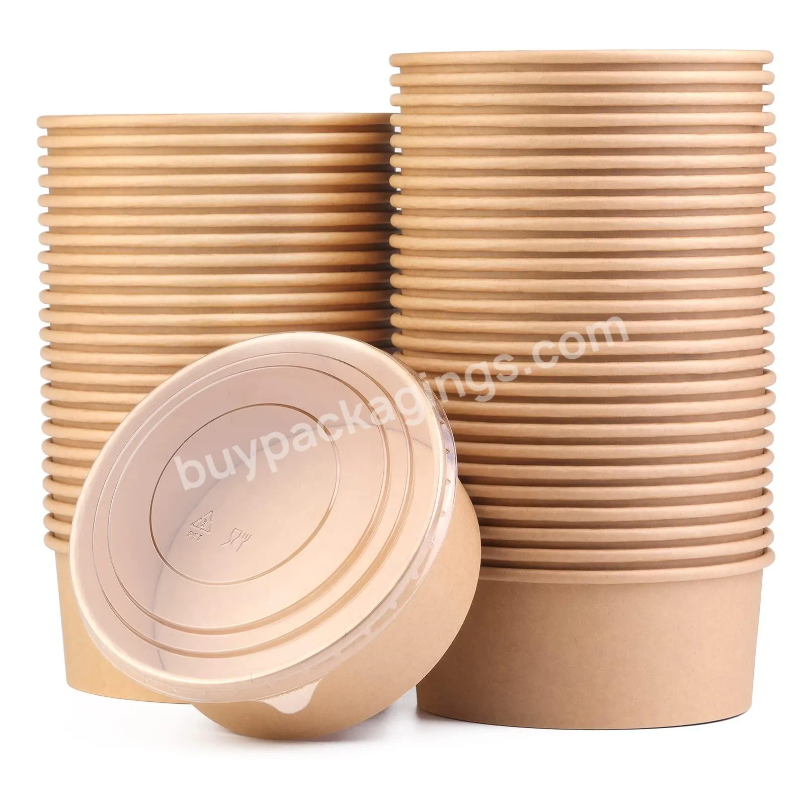 Hot Selling Biodegradable Disposable Paper Craft Paper Bowl Waterproof Salad Bowl With Clear Pet Lids