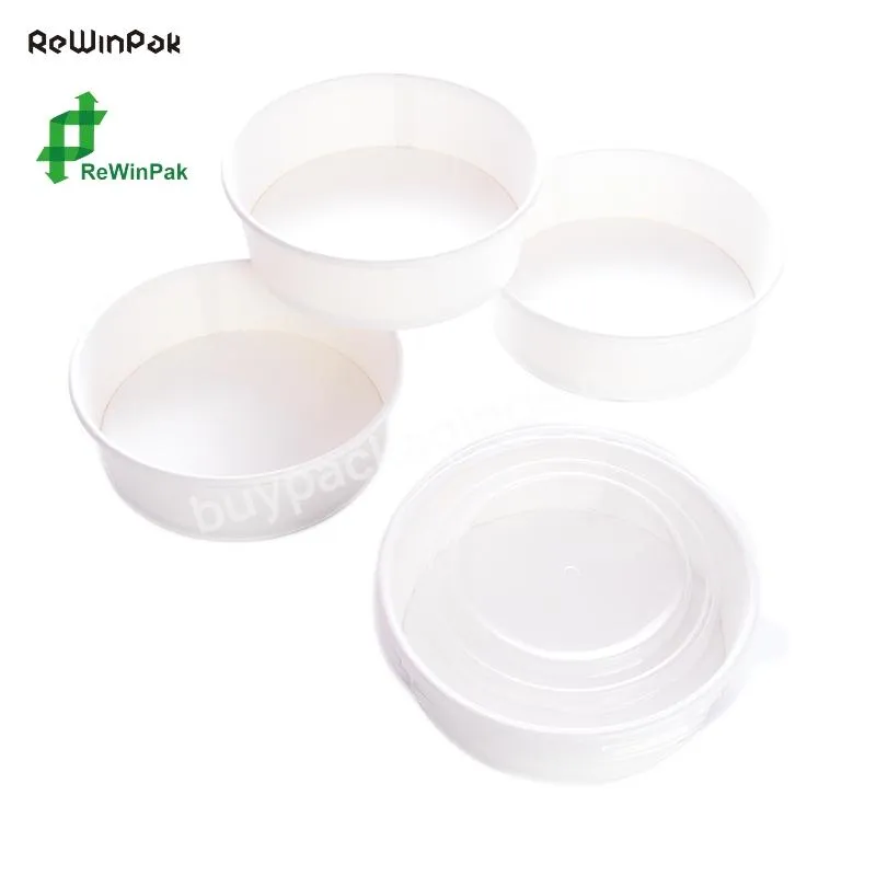 Hot Selling Biodegradable Disposable Pla White Paper Take Away Salad Bowl With Paper Lid Salad Bowl With Lid