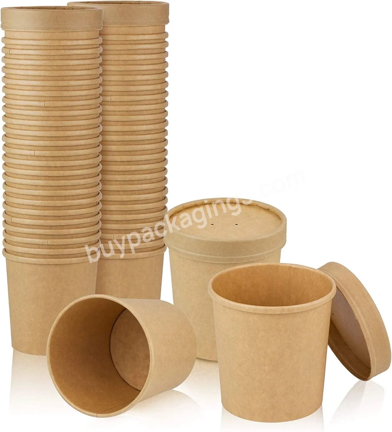 Hot Selling Disposable Eco-friendly Kraft Soup Cup With Lid For Soup And Other Food Environmental Disposable Soup Tub