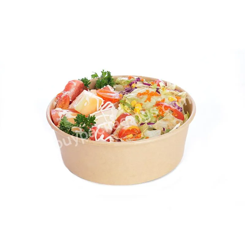 Hot Selling Disposable Kraft Paper Salad Bowl Compartment Disposable Paper Bowl With Hot Pp Lid