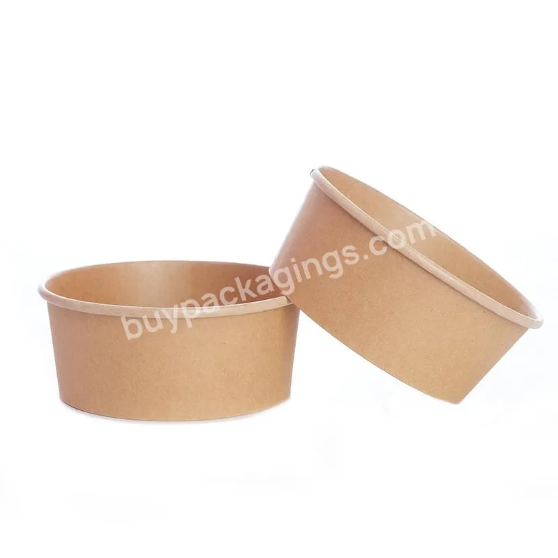 Hot Selling Disposable Kraft Paper Salad Bowl Compartment Disposable Paper Bowl With Hot Pp Lid