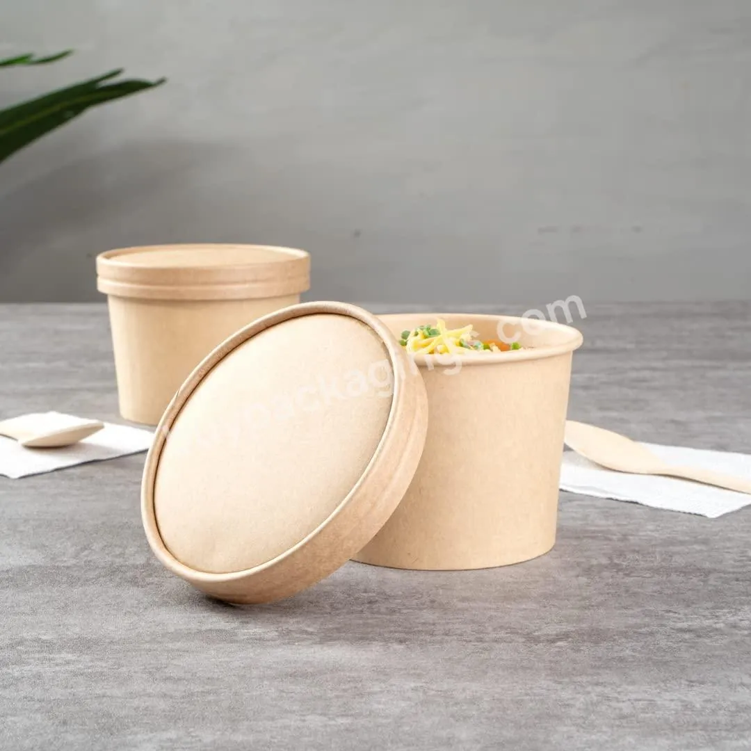 Hot Selling Disposable Paper Bowls With Paper Lids Leakproof Paper Soup Bowl