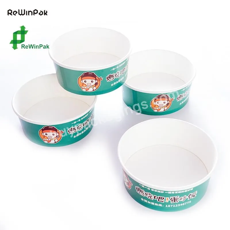Hot Selling Disposable Take Away White Paper Salad Bowl With Pet Lid Paper Bowl Supplier