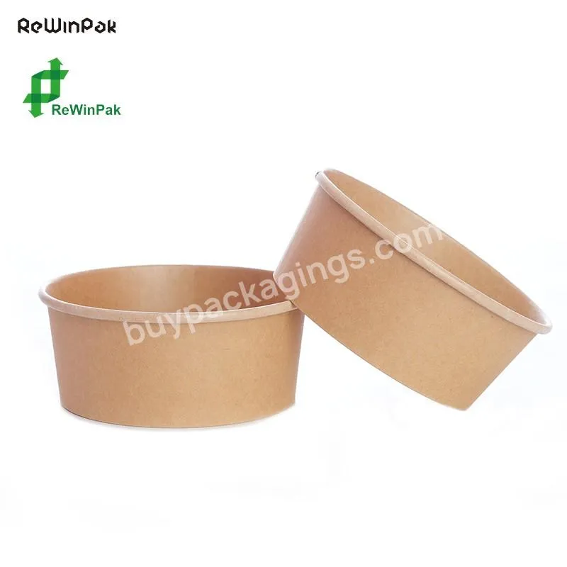 Hot Selling Eco-friendly Take Away Kraft Paper Bowl With 150mm Pet Lid Disposable Kraft Bowl With Lids