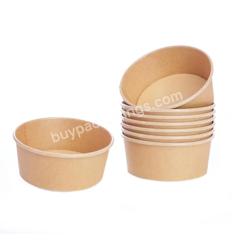 Hot Selling Odm/oem Kraft Bowl 750ml And 500ml With 150mm Hot Pp Lid Or Clear Pet Lid Custom Printing