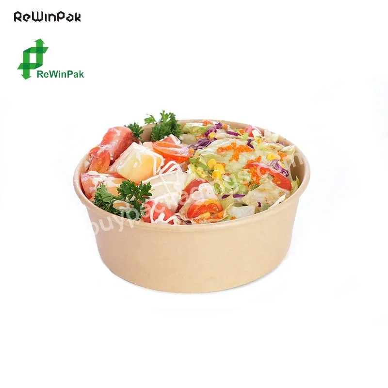 Hot Selling Paper Bowl Product And Pet Lid Set Compostable Take Away Kraft Paper Salad Bowl With Lid