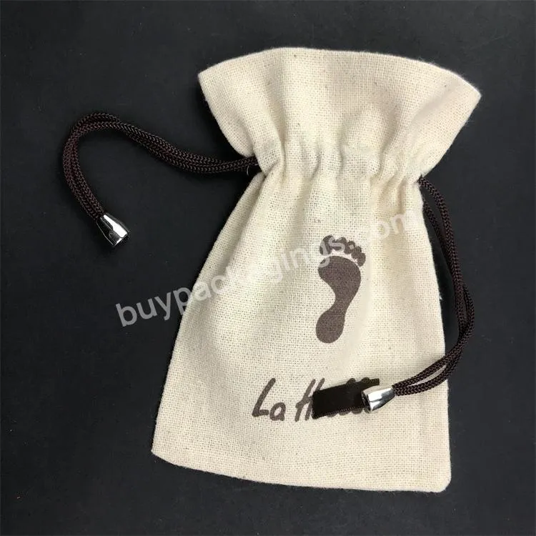 Ivory Black Laundry Bags Shopping Shopper Canvas Tote Cotton String Organic Small Dust Hemp Linen Bag Cotton Jewellery Pouch