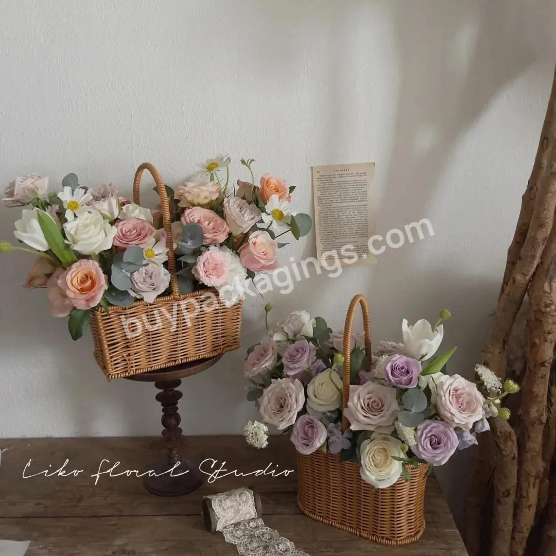 Jaywood Mother's Day Hand-held Flower Basket Bamboo Baskets Flower Wrapping Basket Picnic Photo Props - Buy Flower Basket,Bamboo Baskets,Picnic Basket.