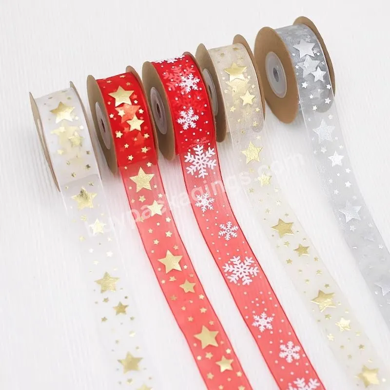 Jaywood Star Snow Gauze Snowflake Mesh Gift Box Straps Cake Tie Wrapping Ribbon - Buy Christmas Wrapping Ribbon,Gauze Ribbon,Gift Box Straps.