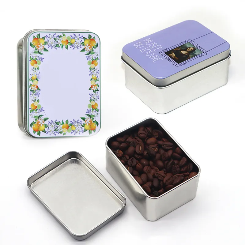large empty tin cans manufacturer rectangular custom printed metal tin wholesale square tea container tin gift box