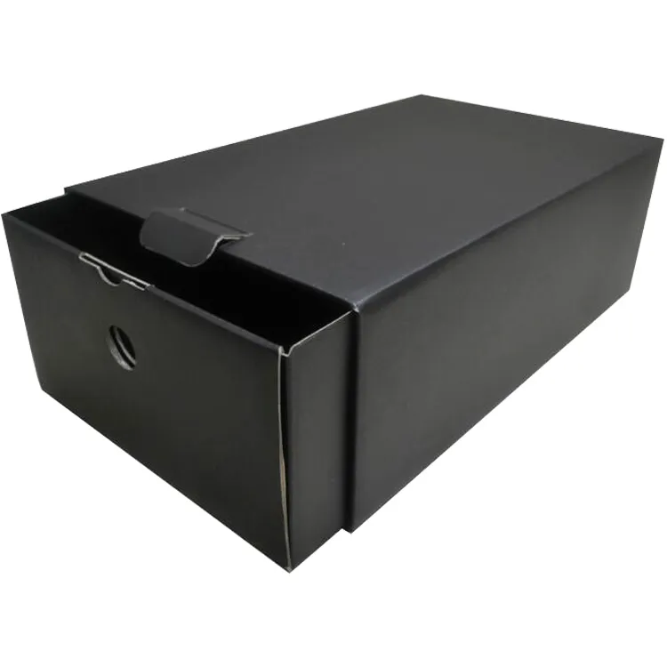 Luxury black slide out sneaker sport shoes box packaging corrugated printing with custom logo