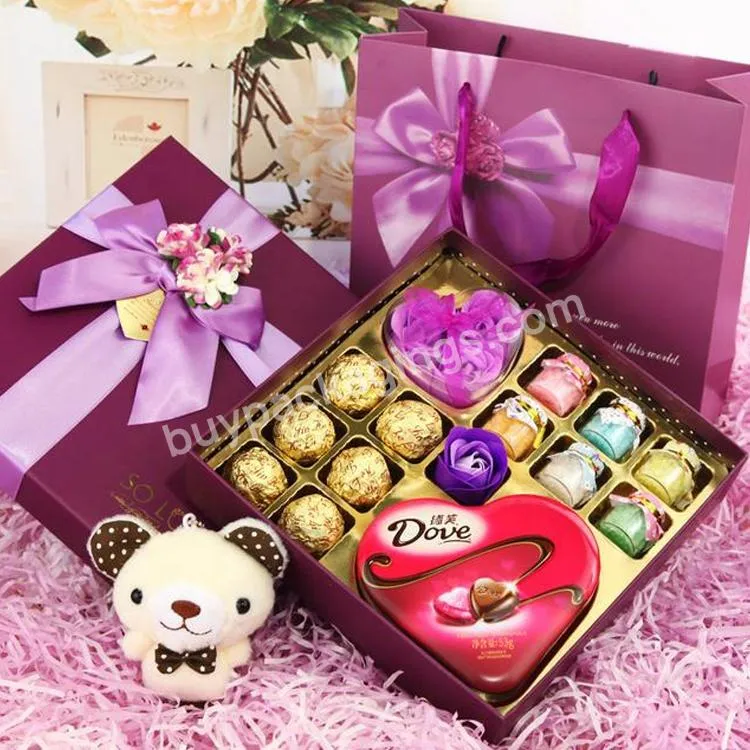 luxury custom cardboard candy valentine chocolate gift boxes square custom chocolate box with paper divider