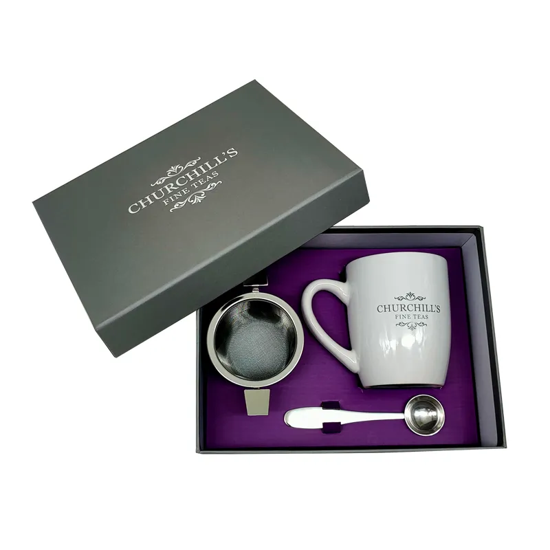 Luxury Custom Logo Paper Rigid Cardboard Cup Glass Packaging Gift Set Window Mug Box