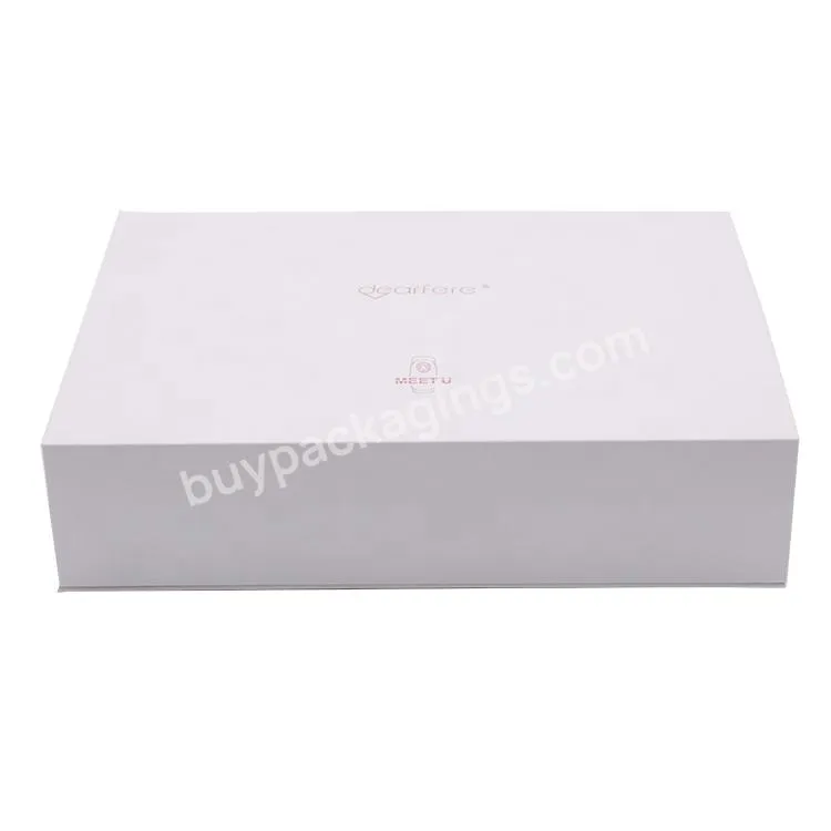 Luxury Custom Logo Print Magnetic Closure Rigid Cardboard Packaging Paper White Coated Rigid Garment Gift Box For Packages