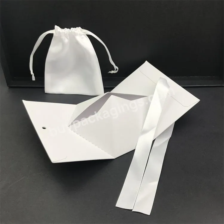 Luxury Jewelry Box Packaging Set Bespoke Royal White Paper Box Bag Pouch For Jewellery - Buy Packaging Set For Jewellery,Box And Pouch Set,Triangle Box.