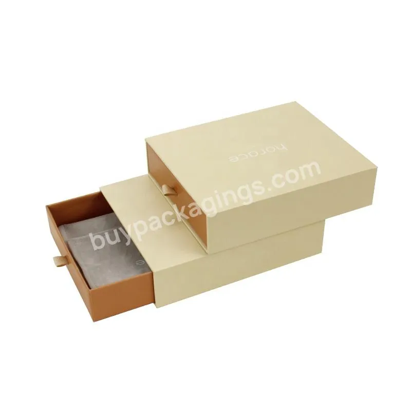 Luxury Jewelry Gift boxes Drawer Custom Gold foil logo grey Pearl Paper Drawer Satin Boxes Packaging Jewelry Drawer Box And Bag