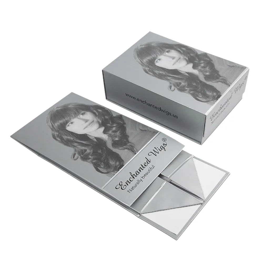 Luxury Large Custom Printing Wigs Hair Extensions Paper Cardboard Magnetic Rigid Folding Box Packaging Gift Box Wholesale