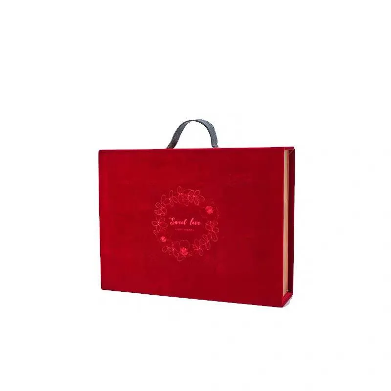 Luxury velvet gift box  favor paper suitcase baby storage box with handle