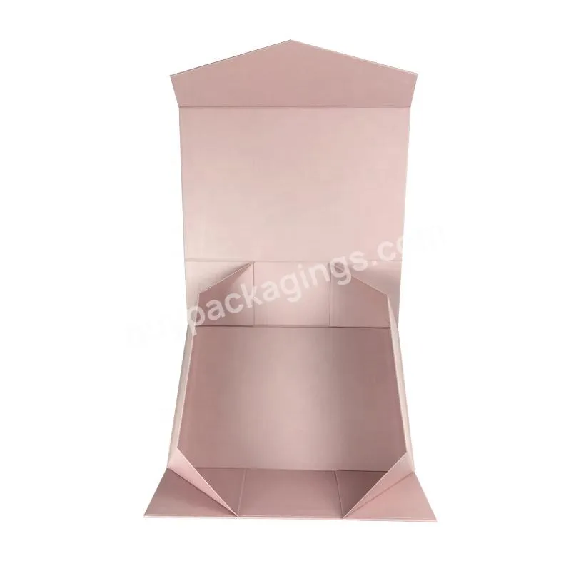 Magnetic Folding Shipping Gift Box Pink White Folding Boxes With Ribbon Closure Foldable