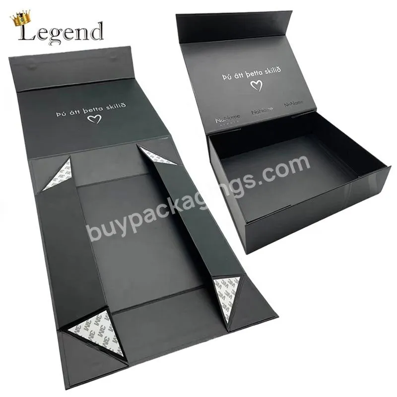 Magnetic Paper Cardboard Packaging Foldable Box Custom Size and Design Logo Spot UV Black Magnet Folding Boxes