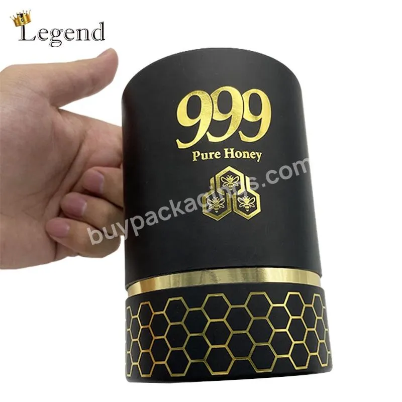 Manufacturer Custom Round Rigid Paper Cardboard Packaging Candles Honey Box Cylinder Gift Tube Box for Honey Jar Bottle
