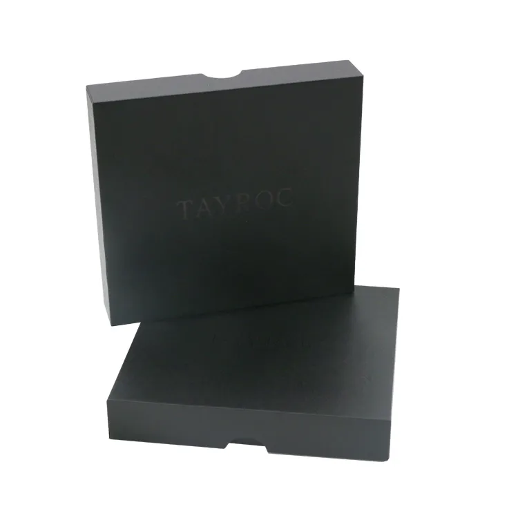 Matte Black Luxury Custom Logo Printed Two Piece Lid and Base Men Sets Wallet Gift Box