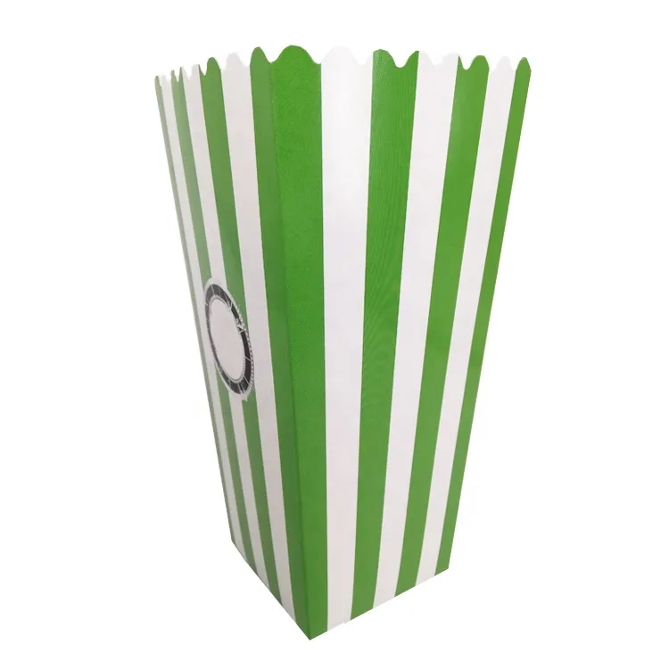Movie theater large popcorn box green striped food paper box custom logo