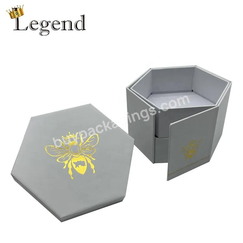 New Design Elegant Cardboard Package Custom Logo UV Chocolate Hexagon Packaging Gift Boxes Luxury Double Layer Box