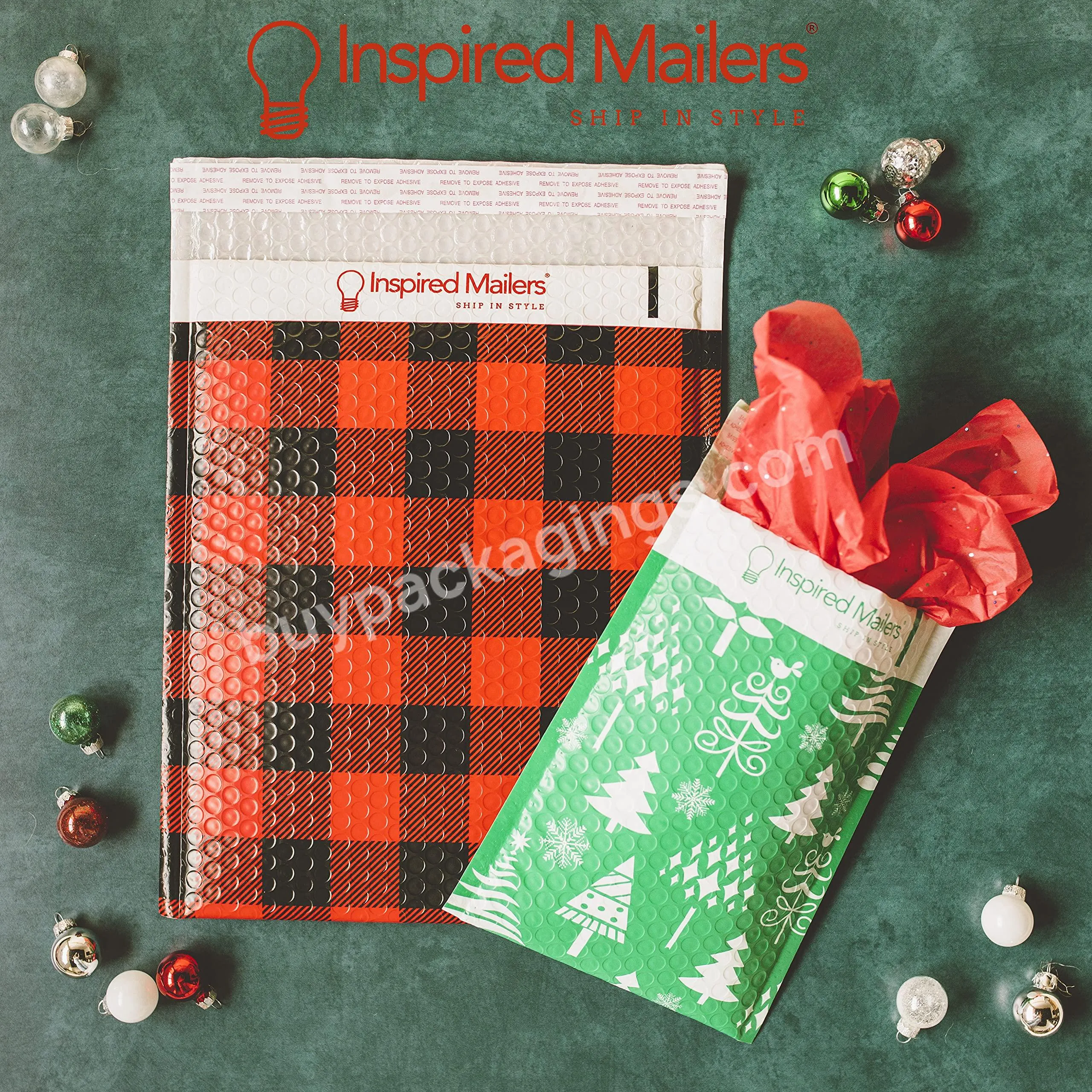 Personalize Red Christmas Bubble Padded Envelopes Christmas Mailers With Multiple Size And Color Options - Buy Package Bag,Kraft Paper Bag,Custom Shipping Bags.