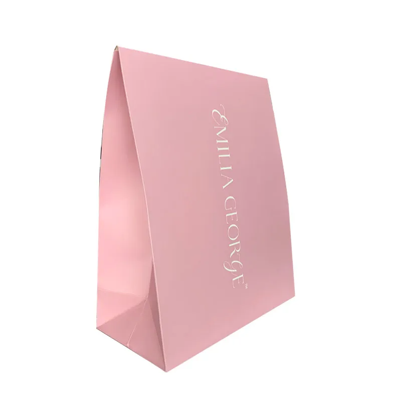 Pink Color Hardness Big Size Hand Take Matte Paper Packaging Custom Printed Wedding Dress Bags For Packaging