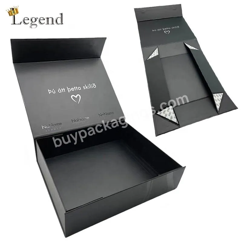Popular Design Save Shipping Cost Clothes Folding Cardboard Packaging Black Magnetic Gift Box Foldable