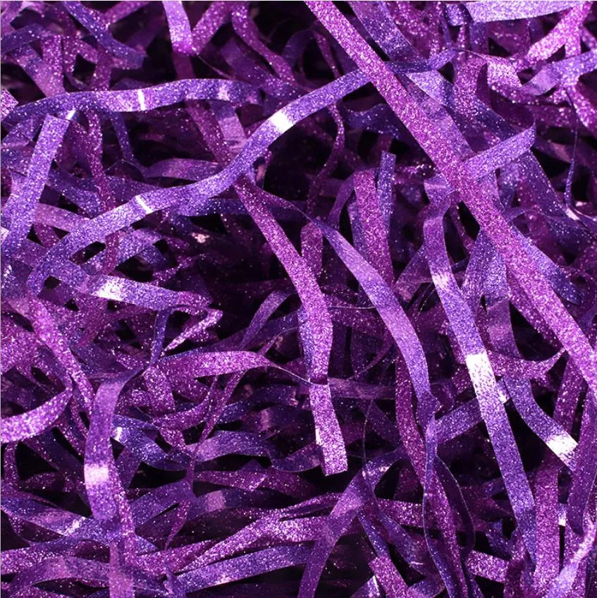 Purple glitter shredded crinkle paper or shredded paper crinkle