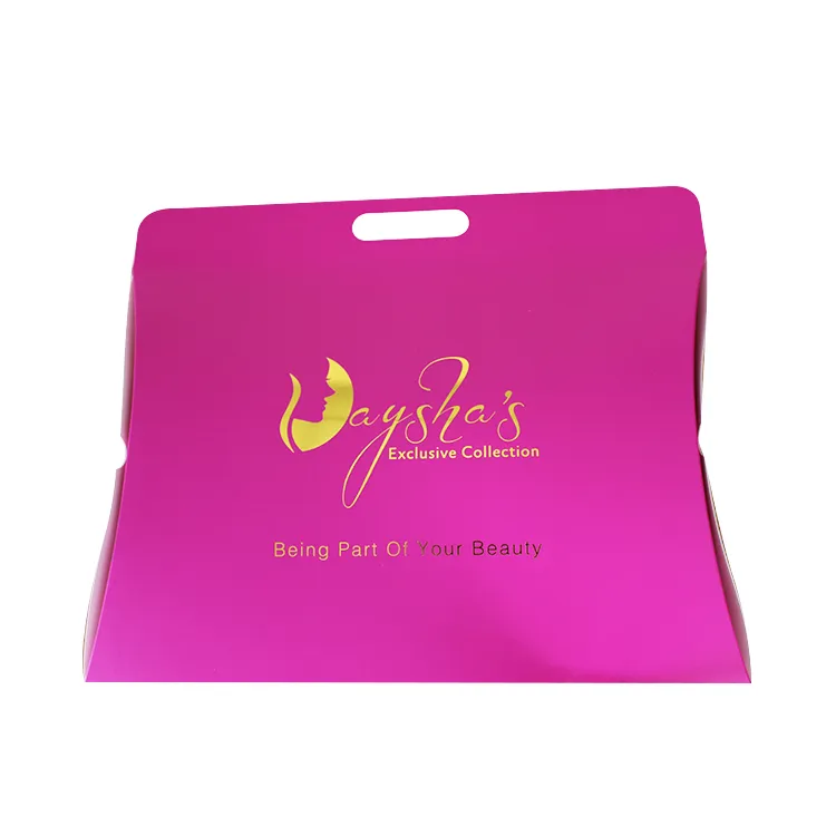 Qingdao Customized Logo Hot Pink  Gold Foil  Pillow Box For Hair Packaging