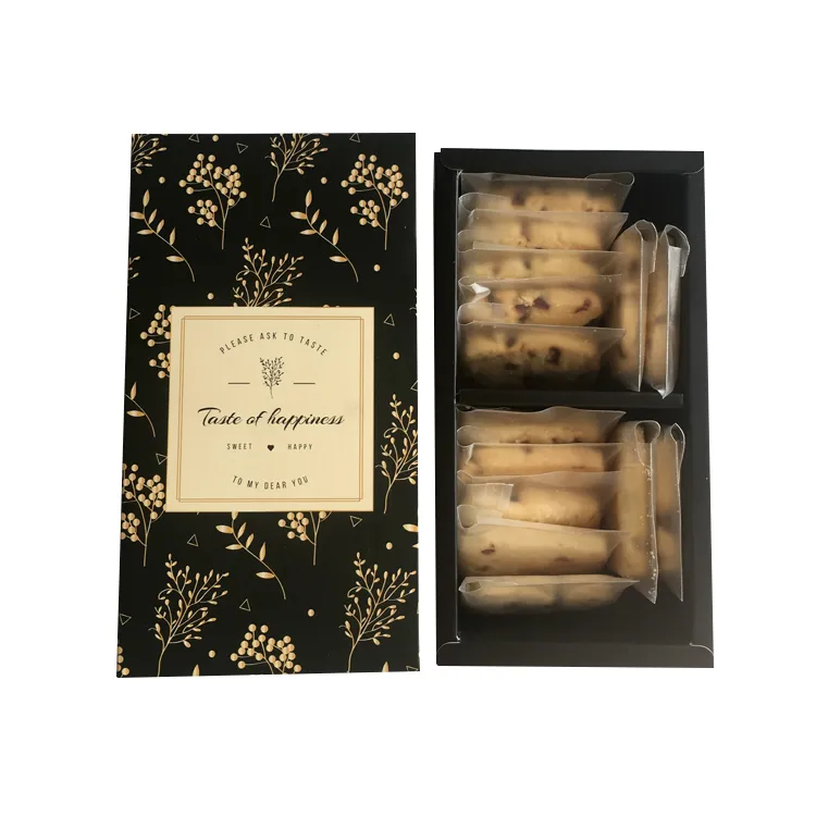 Qingdao Yilucai Gold Foil White Black Pastel Sweet Cookie Pie Packaging Box Biscuit Cracker Box
