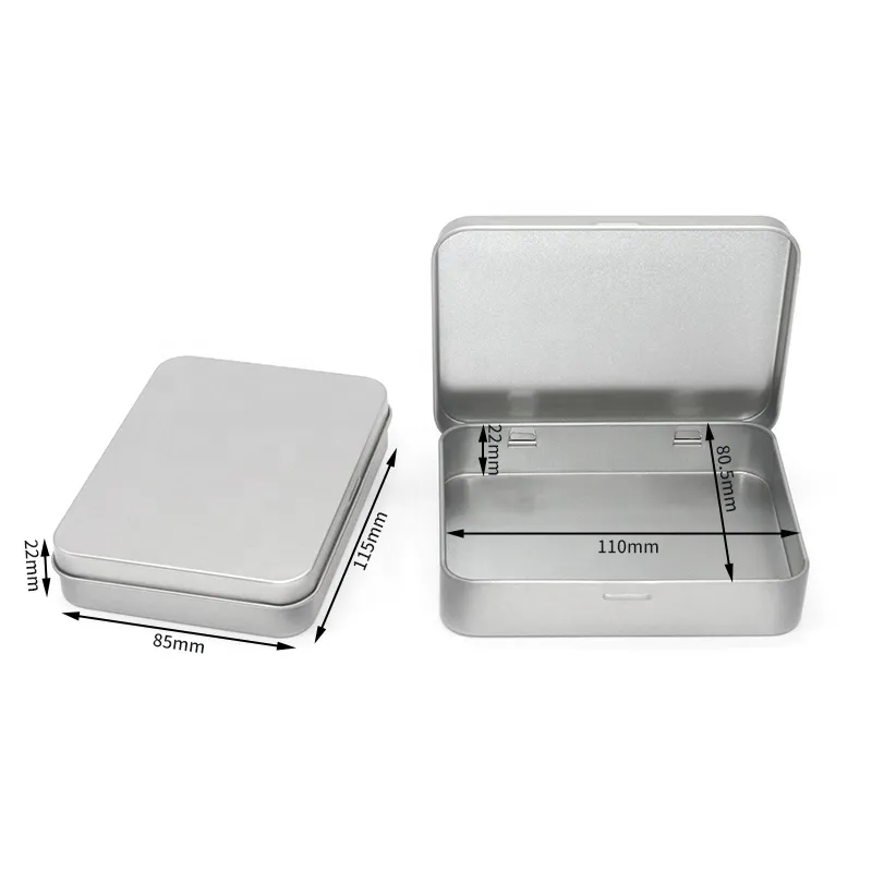 Rectangle Silver Packaging Gift Jewellery Metal Decorative Tin Boxes With Lids