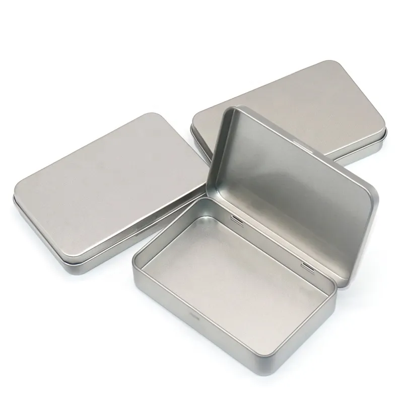 Rectangular Hinged Beauty Tools Cosmetic Tin Case Metal Tin Box