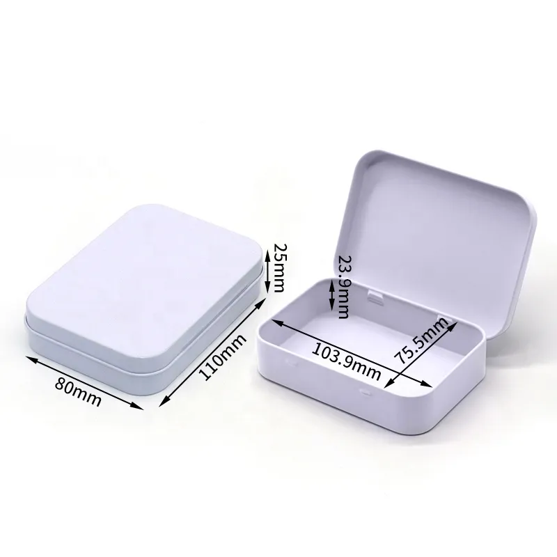 Rectangular Hinged Soap Metal Aluminum Tins Condoms Case Small Square Candied Box Gift Food Grade Packaging Tins