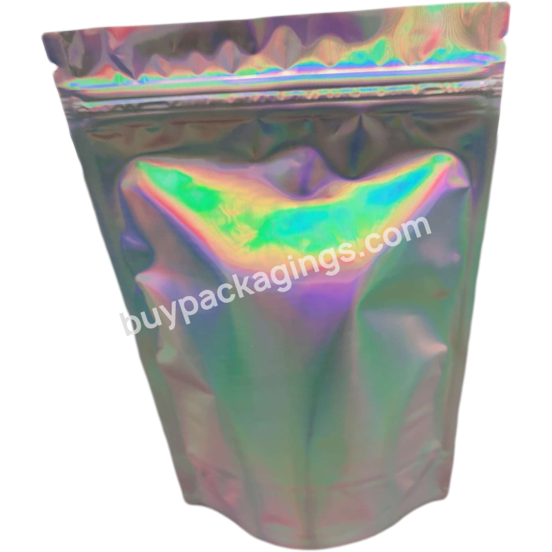 Resealable Holographic Foil Mylar Bags Storage Pouches Zip Lock Plastic Packaging Bag For Food Candy Cosmetics - Buy Zip Lock Silver Mylar Bag,Dried Mushroom Packaging Bag,Holographic Metallic Poly Bags.