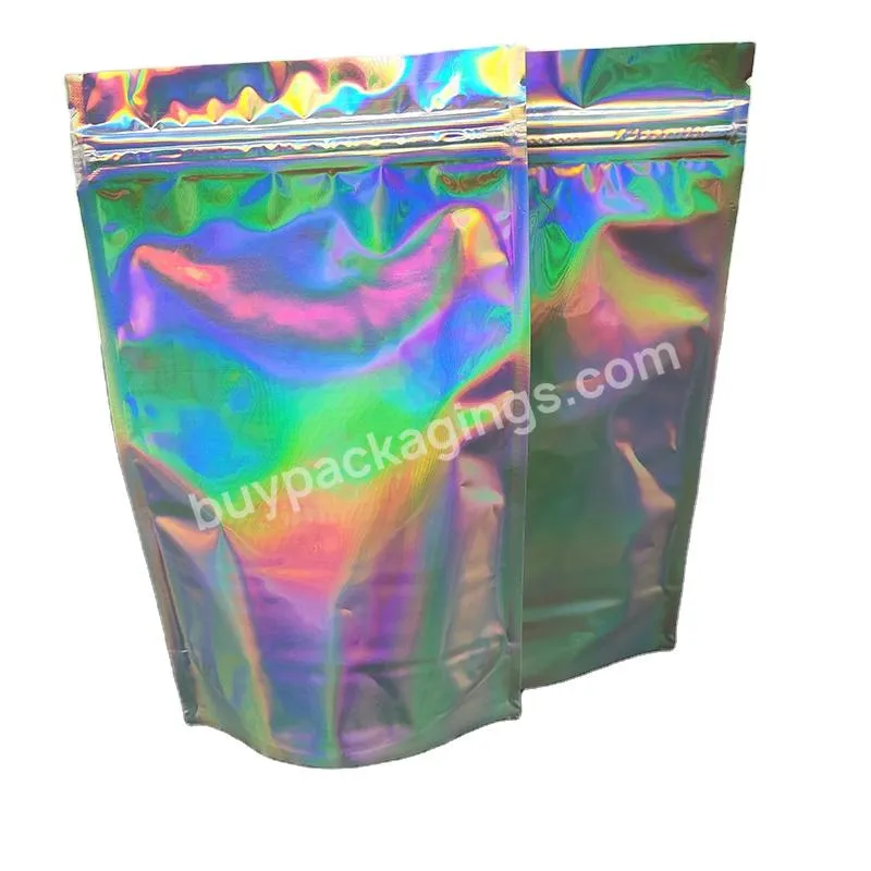 Resealable Holographic Foil Mylar Bags Storage Pouches Zip Lock Plastic Packaging Bag For Food Candy Cosmetics - Buy Zip Lock Silver Mylar Bag,Dried Mushroom Packaging Bag,Holographic Metallic Poly Bags.