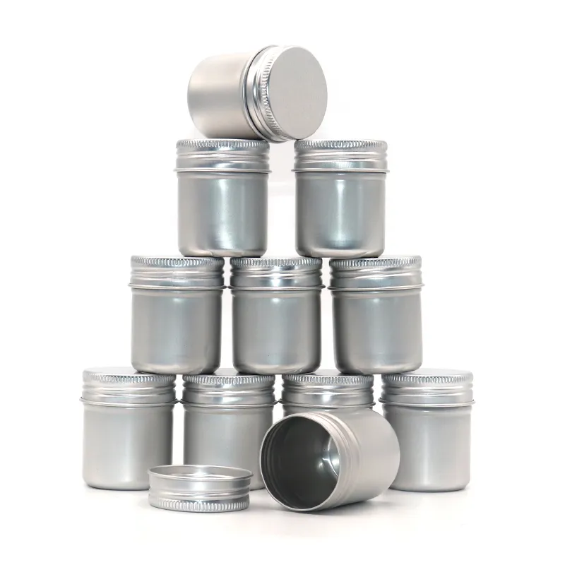 round screw lid cosmetic cream silver aluminum jars tin container metal packaging cans waterproof aluminum enclosure box