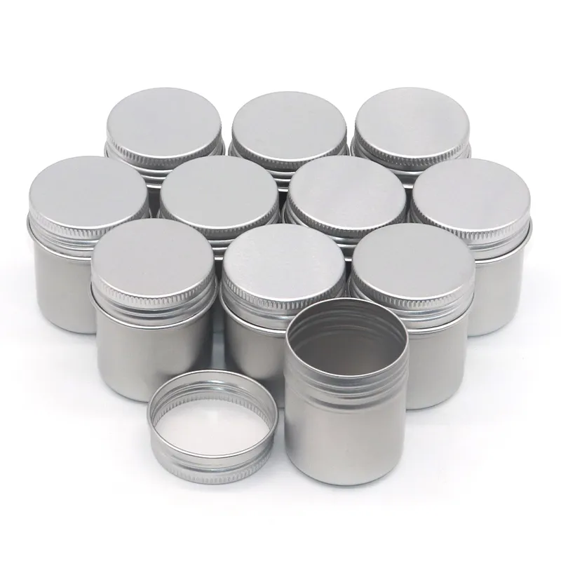round screw lid cosmetic cream silver aluminum jars tin container metal packaging cans waterproof aluminum enclosure box