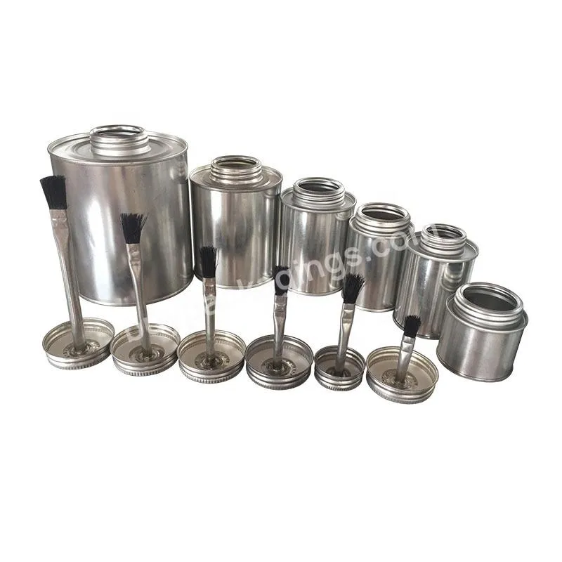 Screw Top Empty Metal Tin Cans With Bristle Brush For Pvc Adhesive Glue - Buy Tin Can With Brush,Glue Tin Can,Screw Top Metal Cans.