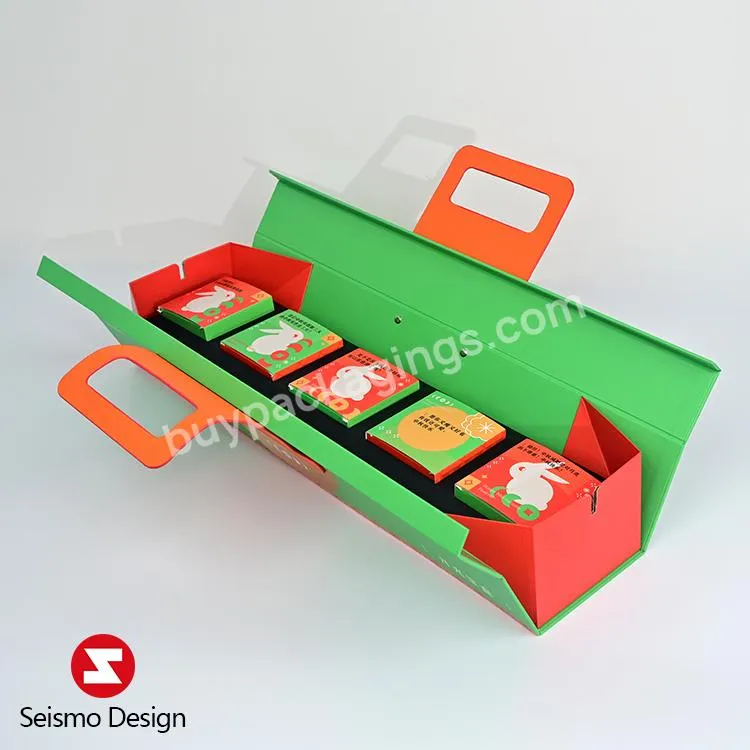 Seismo Custom Packaging Design Collapsible Paper Box Festival Gift Packaging Box Magnet Art Paper Box With Handle