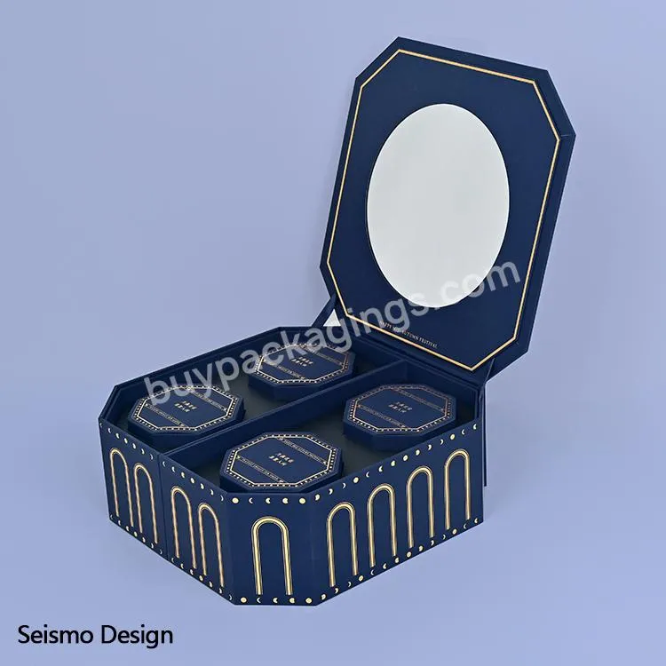 Seismo Package Solution Luxury Custom Gift Box Square Design Specialty Paper Double Packaging Box with Mirror For Festival Gift