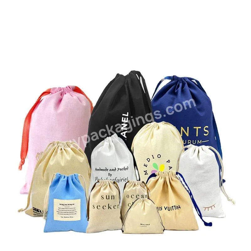 Shunfa Wholesale Luxury Custom Logo Cotton Drawstring Bag For Handbags Clothes Shoes Canvas Drawstring Pouch