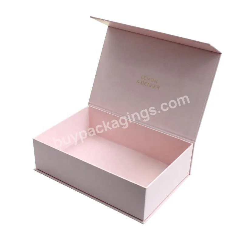 Square Gift Magnet Book Shape Box Pink Large Magnetic Closure Packaging Clothing Rigid With Magnetic Closure Lid