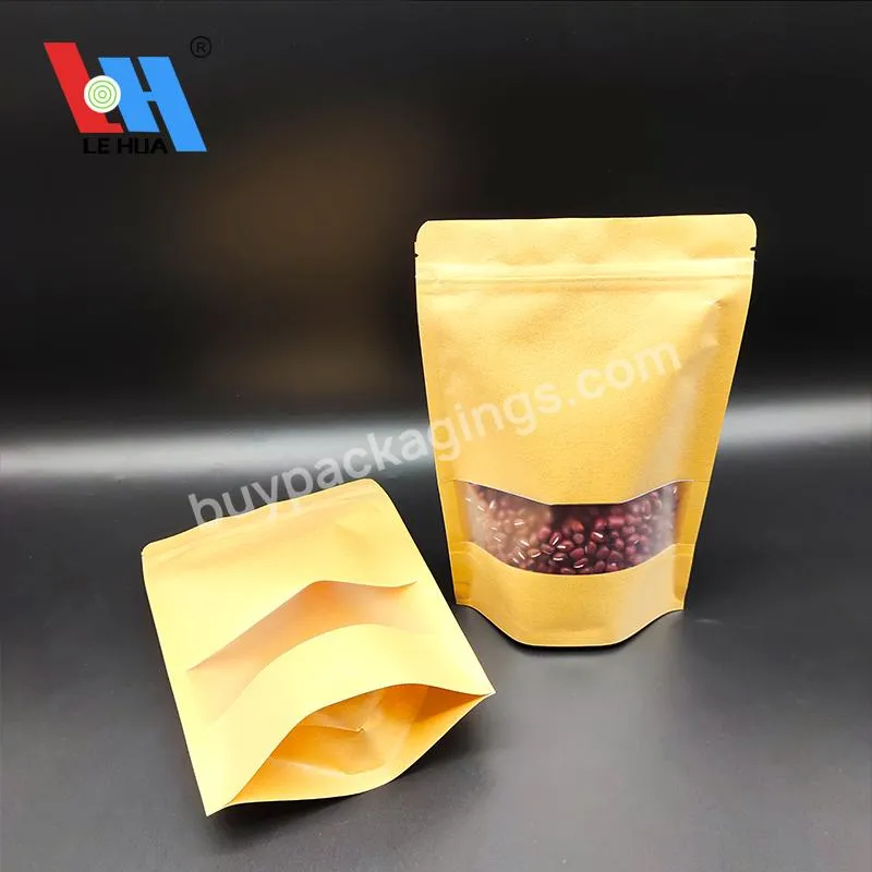 Stand Up Zipper Brown Kraft Paper Resealable Ziplock Heat Sealable Food Storage Doypack Packaging Pouches Bags With Clear Window - Buy Water Proof Kraft Paper Stand Up Bags,Stand Up Kraft Paper Bag Salt,Kraft Paper Stand Up Kraft Paper Bag With Window A.